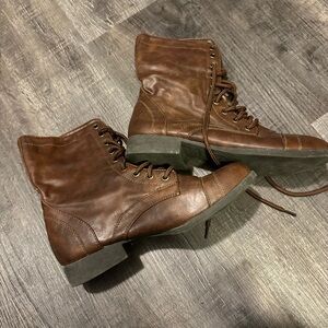 Brown combat boots